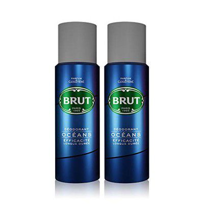 Brut Ocean Deodorant Body Spray for Men, Masculine Long-Lasting Deo with Fresh, Aquatic Fragrance, Imported, Deo Combo Pack of 2 (200ml Each)