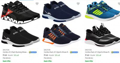 Bruton Pack of 2 Men’s Sports Shoes from ₹278