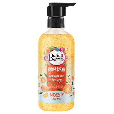 Buds & Berries Detox & Refresh Tangerine Body Wash With Natural Vitamin C For Radiance | Shower Gel With No Sulphate, No Paraben - 300 ml