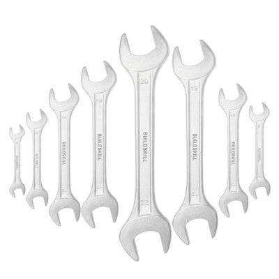 Buildskill ST8DOE Double Open End Wrench/Spanner Set Made With Forged & Heat Treated Carbon Steel, Chrome Coated, Long Pattern Design, Sizes : 6x7,8x9,10x11,12x13,14x15,16x17,18x19,20x22mm (Pack of 8)