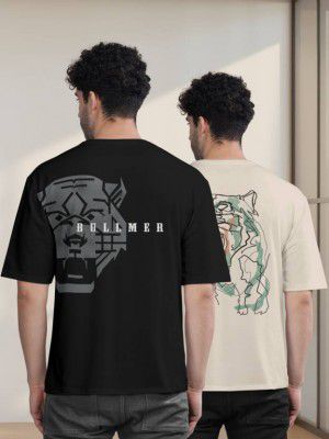 Bullmer  Pack of 2 Men Printed Round Neck Cotton Blend Multicolor T-Shirt