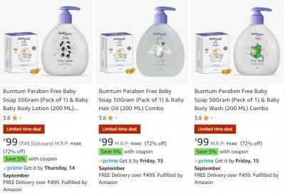 Bumtum Baby Care Product at Minimum 70% OFF