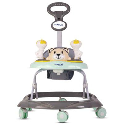 BUMTUM Baby Walker | Baby Walker with Parental Handle, Music & Stopper | 6-48 Months | Walker for Baby | Multifunctional & Adjustable | Bear Walker Green