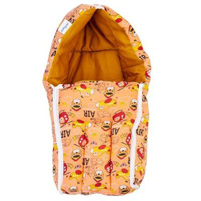 BUMTUM 0-6 Months New Born Baby Unisex Cotton Carry Bag/Sleeping Bag, 3 in 1 Baby Bed, Carry Nest for Infant, Air Print (Orange)