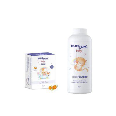 Bumtum Paraben Free Baby Soap 50Gram (Pack of 1) & Baby Talc Powder (200 Gram) Combo