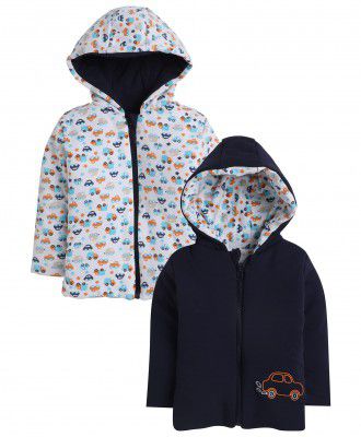 BUMZEE Navy & White Boys Full Sleeves Reversible Jacket