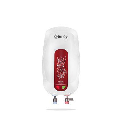 BURLY ISure 3 Litre Instant Water Heater (Geyser) 3KW with 3 Level Safety,5 Star Rated (White, Mahroon)