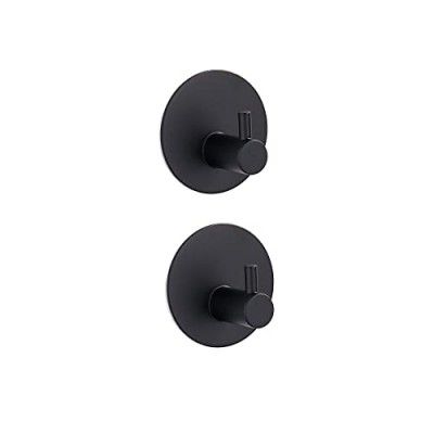 BustleDust Adhesive Hooks, Heavy DutyStainless Steel Black Wall Hooks Towel Hooks for Bathrooms, Kitchen,Cabinet, Doors, Office, Waterproof Rustproof Oil Proof