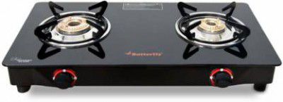 Butterfly byButterfly Duo 2 Gas Burner Glass Manual Gas Stove 