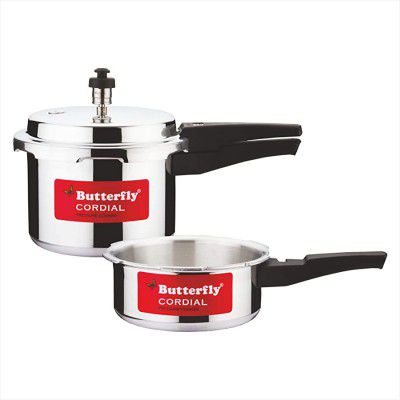 Butterfly Cordial 2 L, 3 L Induction Bottom Pressure Cooker (Aluminium, Silver), Small