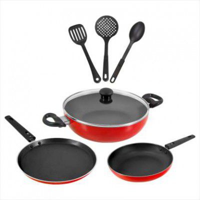 Butterfly Rapid Kitchen Combo Pack 7 Pieces Set Induction Bottom Non-Stick Coated Cookware Set  (Aluminium, 7 - Piece)