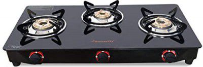 Butterfly Smart Glass 3 Burner Gas Stove, Black, Manual Ignition