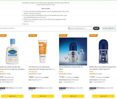 Amazon : Buy Beauty products worth 599 & get free Aqualogica Gel Moisturizer