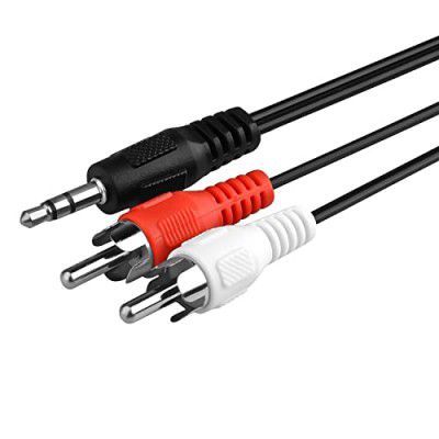 C & E 3.5mm Jack Stereo Audio Male to 2 RCA Male Cable AV Audio Video Cable TV-Out Cable Speaker Amplifier Connect RCA Audio Video TRS 3-Pole Male Plug to Dual RCA Male-1.5M