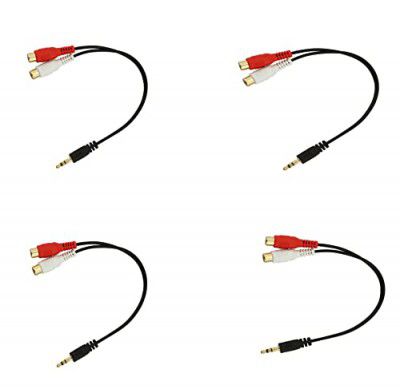 C & E RCA 1 Male to 2 Female Audio Speaker Y Adapter Splitter Cable 0.6m PACK OF-4