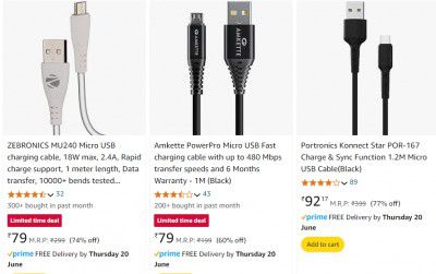 Cables Upto 80% Off Starting From Rs.79