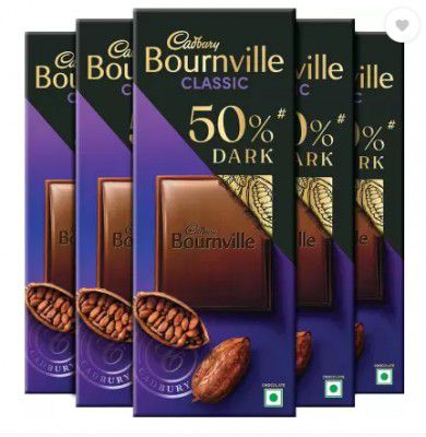 Cadbury Bournville 50% Cocoa Dark Chocolate Bars  (5 x 80 g)