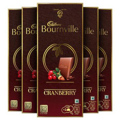 Cadbury Bournville Cranberry Dark Chocolate Bar, 80 g (Pack of 5)