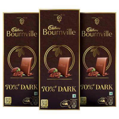 Cadbury Bournville Rich Cocoa 70% Dark Chocolate Bar, 3 x 80 g