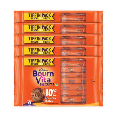 Cadbury Bournvita Biscuits, 250 gm Tiffin Pack (Pack of 5)