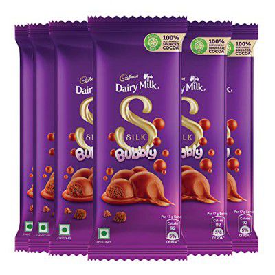 Cadbury Dairy Milk Silk Bubbly Chocolate Bar, Pack of 6 x 50g