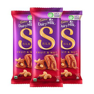 Cadbury Dairy Milk Silk Fruit and Nut Chocolate Bar, Pack of 3 x 137g