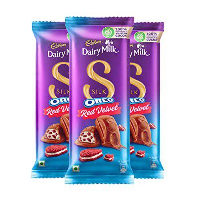 Cadbury Dairy Milk Silk Oreo Red Velvet, Pack of 3 x 130g