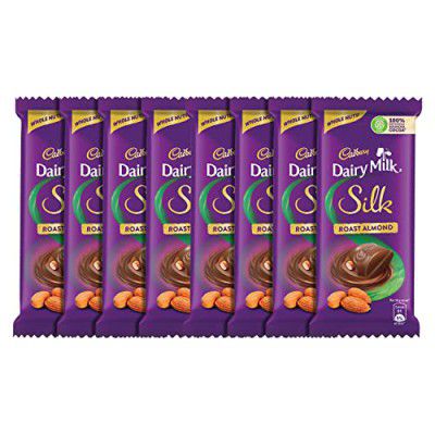 Cadbury Dairy Milk Silk Roast Almond with whole nuts Chocolate Bar 58g - Pack of 8