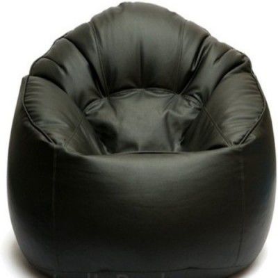 caddyFull 4XL Leather Bean Bag Cover Without Beans|| Muddha Chair Without Beans || Bean Bag Chair Cover for Living Room, Bed Room (Black)