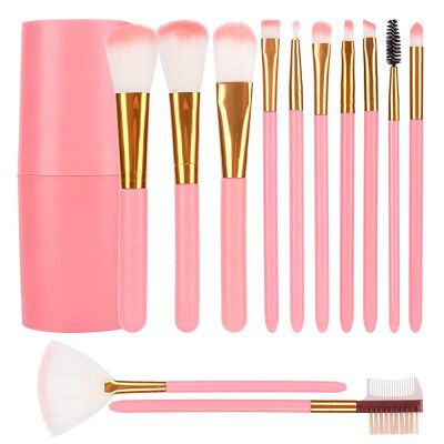 CALAILIS Makeup Brush,Professional Foundation Brush 12 PCS Makeup Brush Kit for Face Makeup Brush Set(Pink)