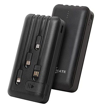 CALLMATE 20000Mah Power Bank, 15W Fast Charging| Buit-in Cables | 4 Output Ports and 3 Input | for Iphone, Smartphones & Other Devices (15 W, Fast Charging) (Black, Lithium Polymer)