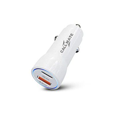 CALLMATE Dual Port Car Charger with Type-C PD 20W Port and USB A Quick Charge QC 3.0 Port, LED Indicator Charging Compatible with iPhone13/12/11 Pro/Max/XR/XS,iPad Pro/Air,Galaxy S21/10/9