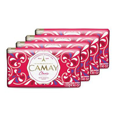 Camay Classic Carnations & Roses Beauty Soap with Indulging French Fragrance, 125g (Pack of 4)