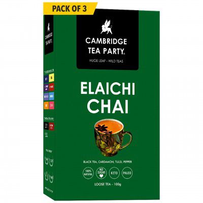 Cambridge Tea Party Cardamom Elaichi Chai Patti Tea Powder CTC, 100g Pack of 3