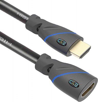 C&E 4K HDMI Cable Male to Female (1.5 feet/0.5 meters) High Speed 10.2Gbps HDMI Cable – 4K HDR, 3D, 2160P, 1080P, Ethernet – 30AWG PVC HDMI Cord – Audio Return(ARC) compatible HD TV, Blu-ray, Fire TV