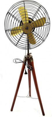 CAMPUS INSTRUMENTS | Antique Electric Pedestal Floor Fan with Wooden Tripod - Adjustable Height, 50W High Speed, 25x34x43 Inches"