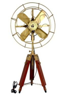 CAMPUS INSTRUMENTS | Antique Tripod Fan with Modern Vintage Style Wooden Tripod Stand - Perfect for Home & Office Decor