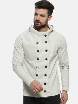 Campus Sutra Men Off-White Solid Tailored Jacket