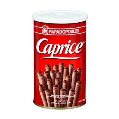 Caprice Classic Delicious Wafer Roll Sticks with Hazelnut and Cocoa Cream, Smooth Crunchy Snacks, Biscuits, Crackers, Sweet Treats for Kids and Adults, 115gms (Pack of 1)