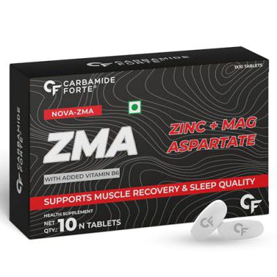 Carbamide Forte ZMA Supplements for Men & Women - Zinc, Magnesium Aspartate & Vitamin B6 - Nighttime Muscle Recovery Supplements for Muscle Strength - 10 Veg Tablets