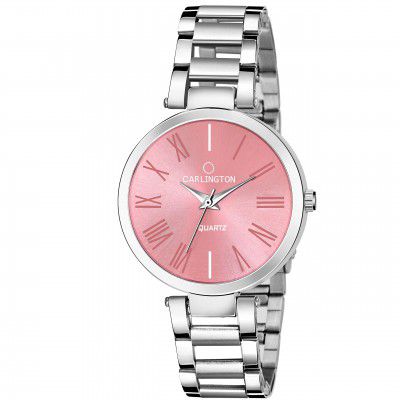 Carlington Analogue Women's Watch (Pink Dial Silver Colored Strap)