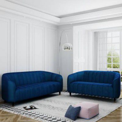 CARLTON LONDON Amelia Blue Fabric 3 + 2 Sofa Set 