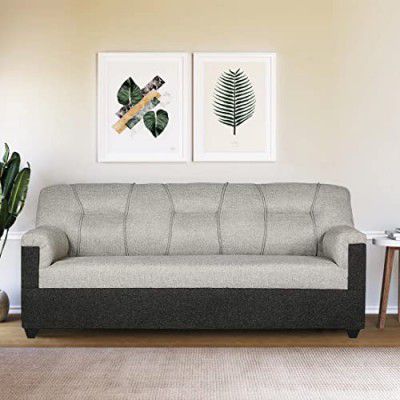 Casario Adorn 3 Seater Fabric Sofa Set (Light Grey-Black)