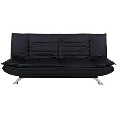 CASASTYLE - Aloy 3 Seater Leatherette Sofa Cum Bed (Black)