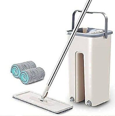 Case Plus Upgraded Hands-Free Squeeze Microfiber Flat Spin Mop System 360° Flexible Head Mop Set