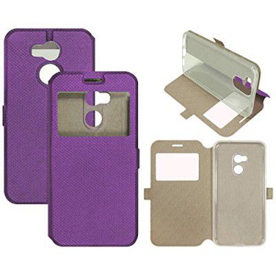 Casotec Premium Kickstand Caller-id Flip Case Cover with Snap Button Closure for Xiaomi Redmi 4 Prime - Purple