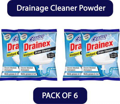 caster drainex Instant Drainage Block Remover Drain Cleaner Drainer Powder Powder Drain Opener  (50 g, Pack of 6)