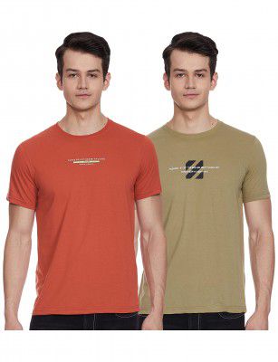 Cazibe Mens Regular T-Shirt (CZ11105_L.Olive/Rust XL)