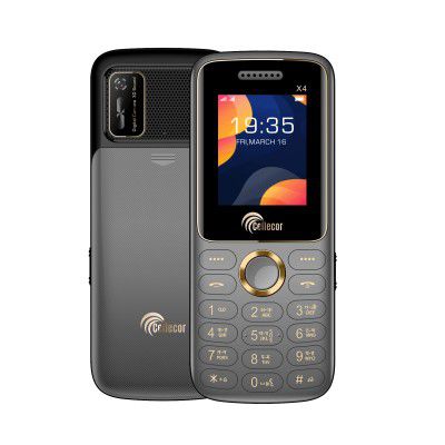 CELLECOR X4 Dual Sim Feature Phone 2500 mAH Battery with Torch Light, Wireless FM and Rear Camera (1.8 Display) (Grey)