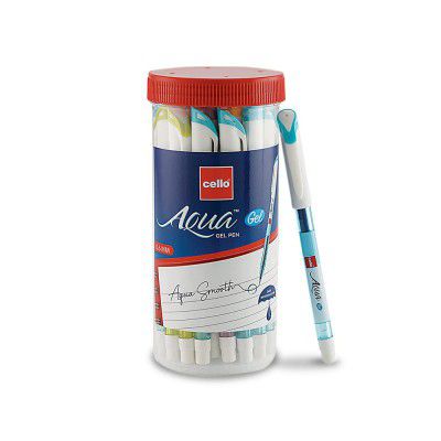 Cello Aqua Blue Gel Pen Jar of 25 Units || Gel Pens Blue